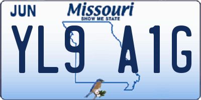 MO license plate YL9A1G