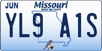 MO license plate YL9A1S