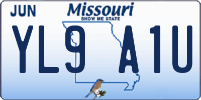 MO license plate YL9A1U