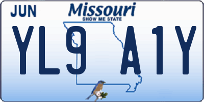 MO license plate YL9A1Y