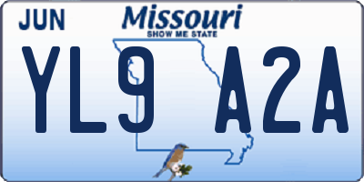 MO license plate YL9A2A