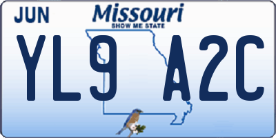 MO license plate YL9A2C