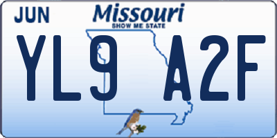 MO license plate YL9A2F