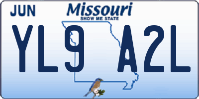MO license plate YL9A2L