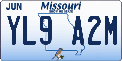 MO license plate YL9A2M
