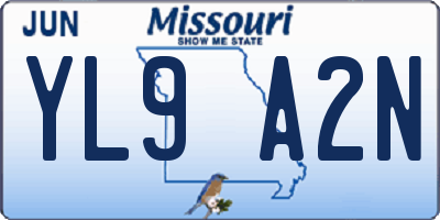 MO license plate YL9A2N