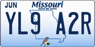 MO license plate YL9A2R
