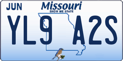 MO license plate YL9A2S