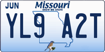 MO license plate YL9A2T