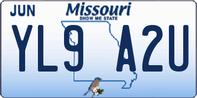 MO license plate YL9A2U
