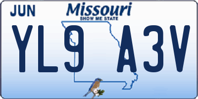 MO license plate YL9A3V