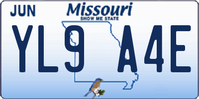 MO license plate YL9A4E