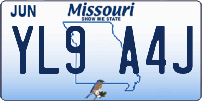 MO license plate YL9A4J