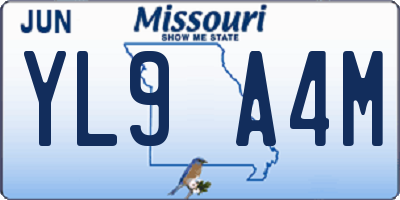 MO license plate YL9A4M