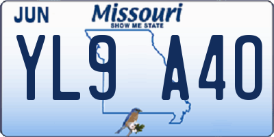 MO license plate YL9A4O