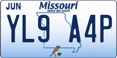 MO license plate YL9A4P