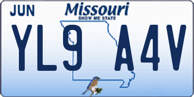 MO license plate YL9A4V