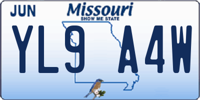 MO license plate YL9A4W