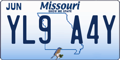 MO license plate YL9A4Y