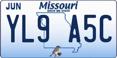 MO license plate YL9A5C