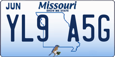 MO license plate YL9A5G