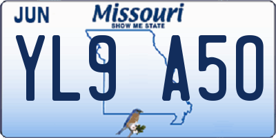 MO license plate YL9A5O
