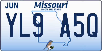 MO license plate YL9A5Q
