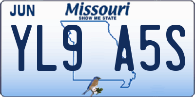 MO license plate YL9A5S