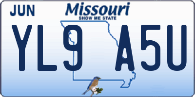 MO license plate YL9A5U