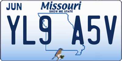 MO license plate YL9A5V