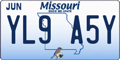 MO license plate YL9A5Y