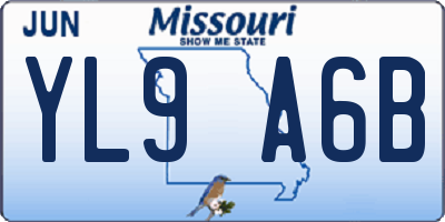 MO license plate YL9A6B