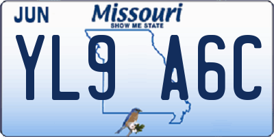 MO license plate YL9A6C