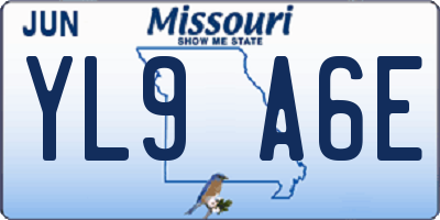 MO license plate YL9A6E