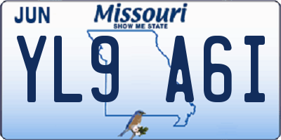 MO license plate YL9A6I