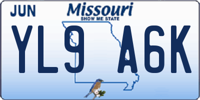 MO license plate YL9A6K