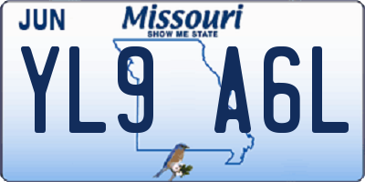 MO license plate YL9A6L