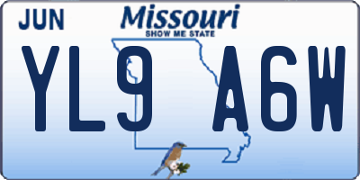 MO license plate YL9A6W