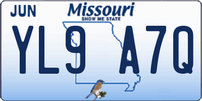 MO license plate YL9A7Q