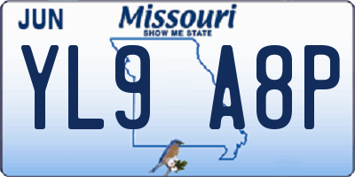MO license plate YL9A8P
