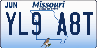 MO license plate YL9A8T