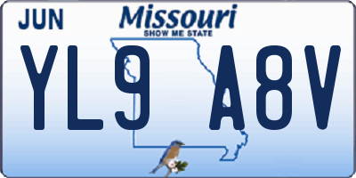 MO license plate YL9A8V