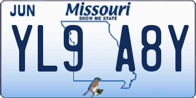 MO license plate YL9A8Y