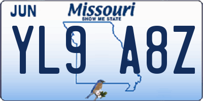MO license plate YL9A8Z