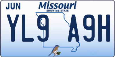 MO license plate YL9A9H