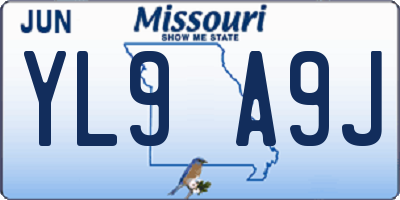 MO license plate YL9A9J