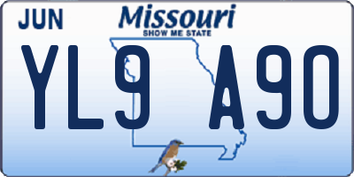 MO license plate YL9A9O
