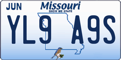MO license plate YL9A9S