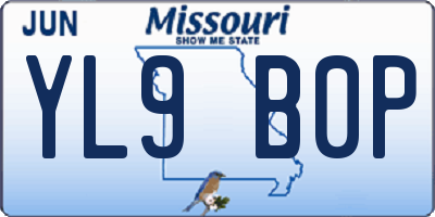 MO license plate YL9B0P