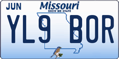 MO license plate YL9B0R